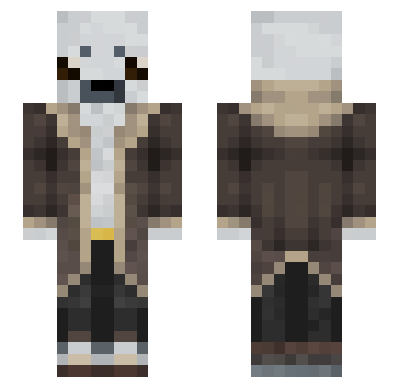 xDracoMC Minecraft skin, front and back view