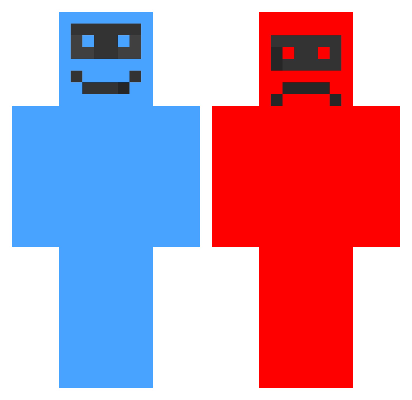 RebellTV Minecraft skin, front and back view