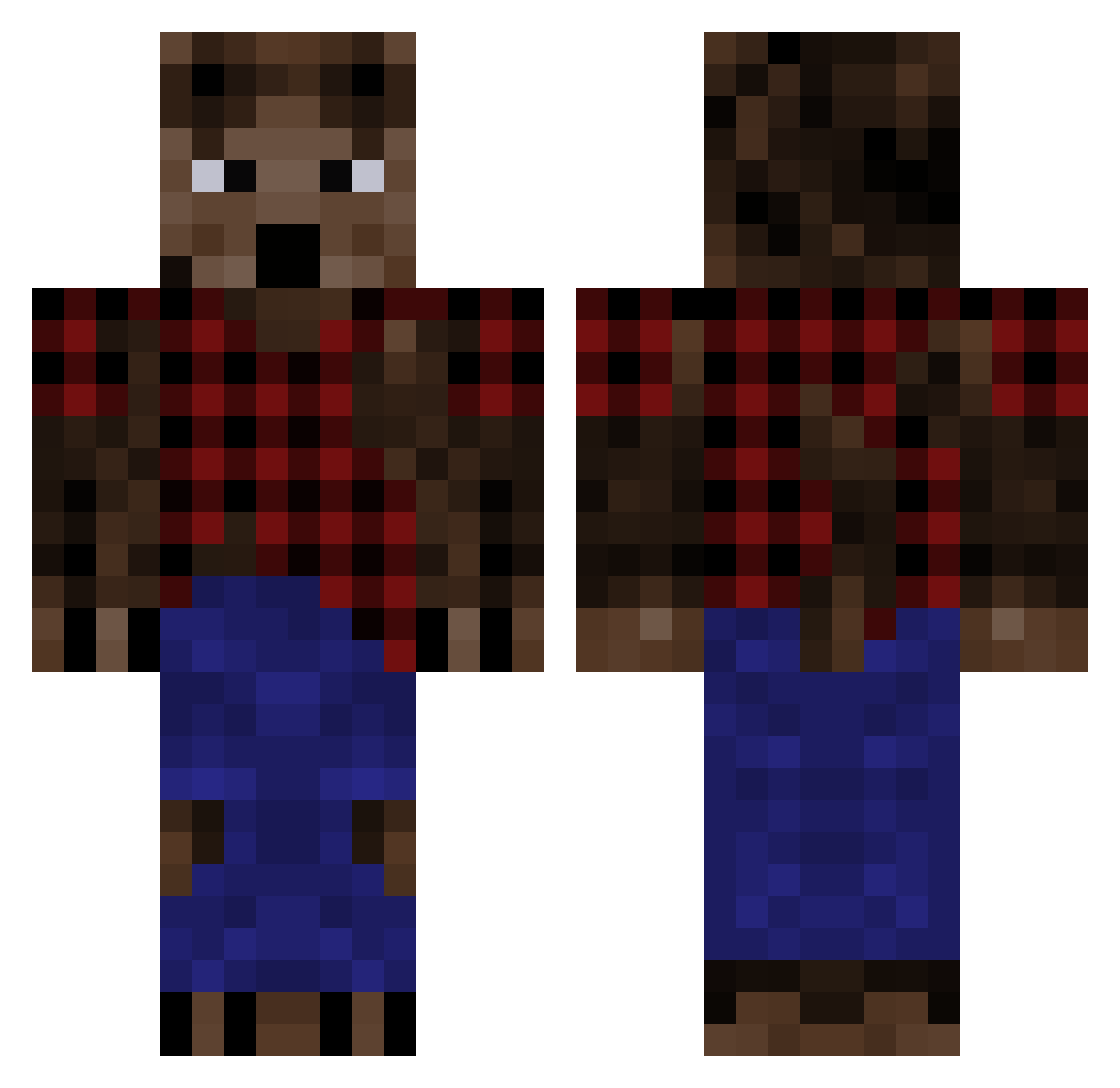 Glander Minecraft skin, front and back view