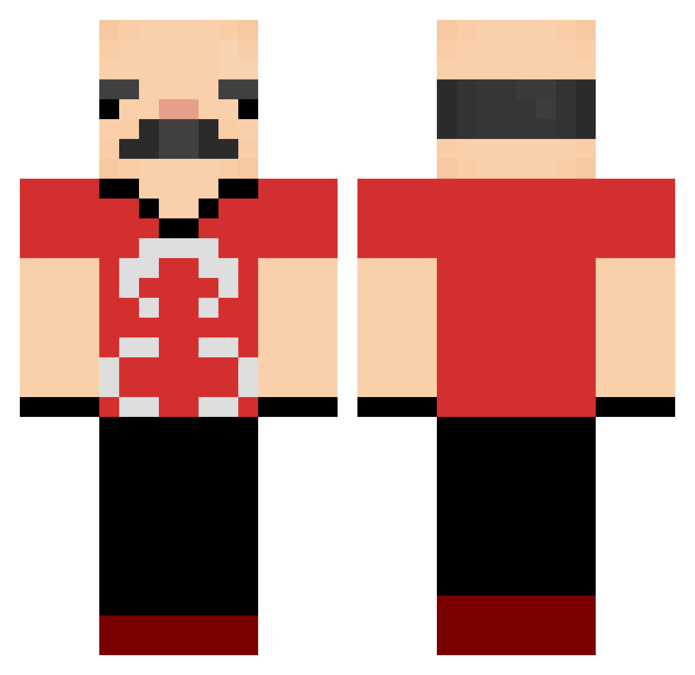 Qmerp0 Minecraft skin, front and back view