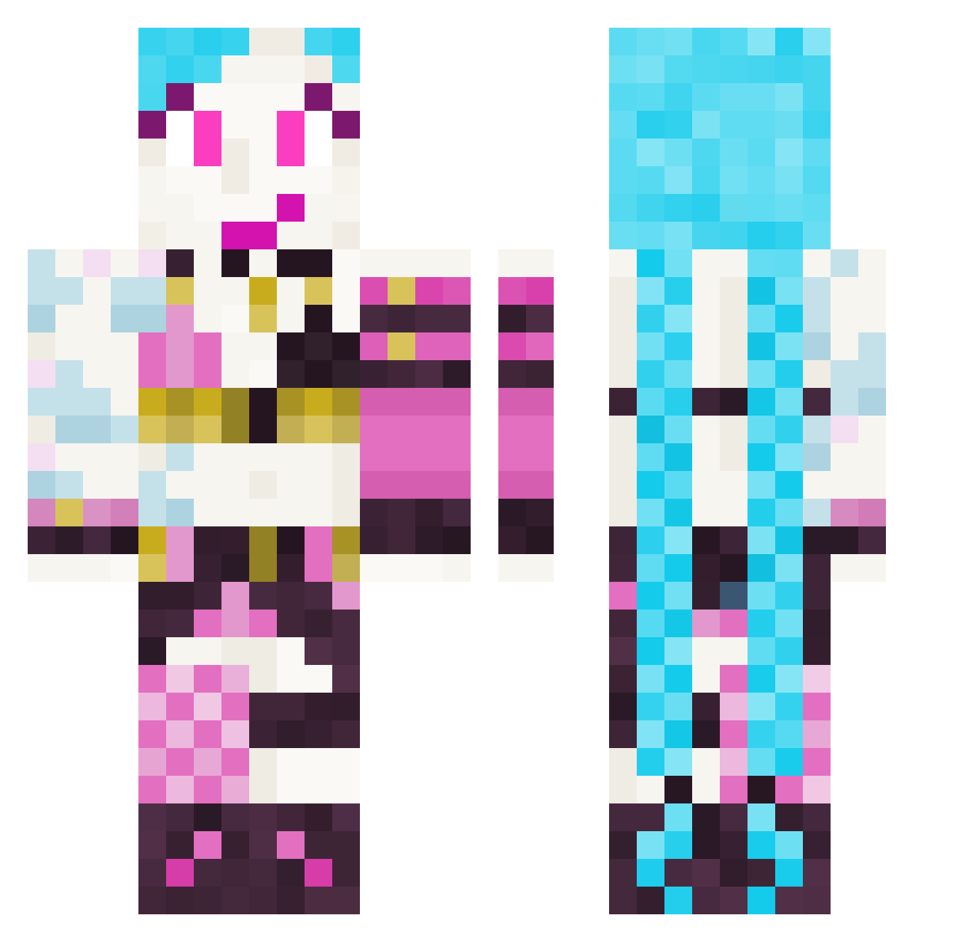 D0na Minecraft skin, front and back view