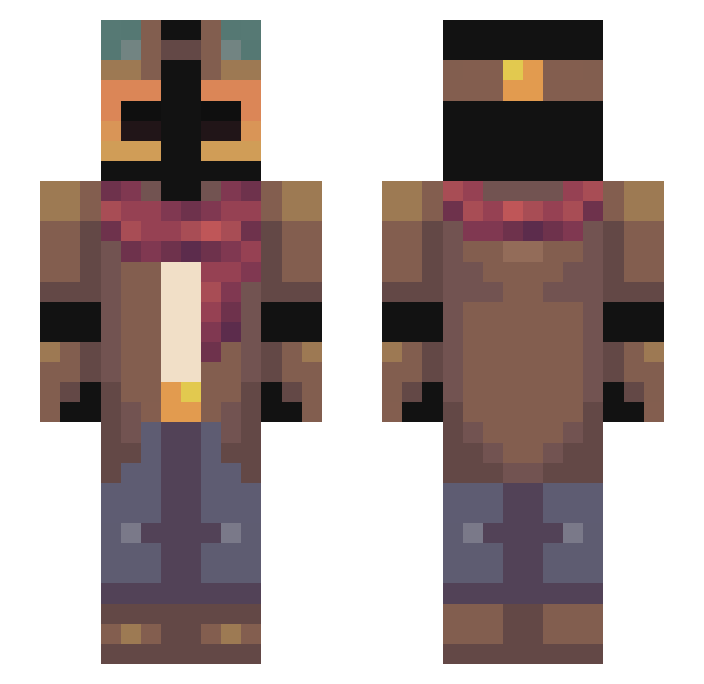 Gurthaniel Minecraft skin, front and back view