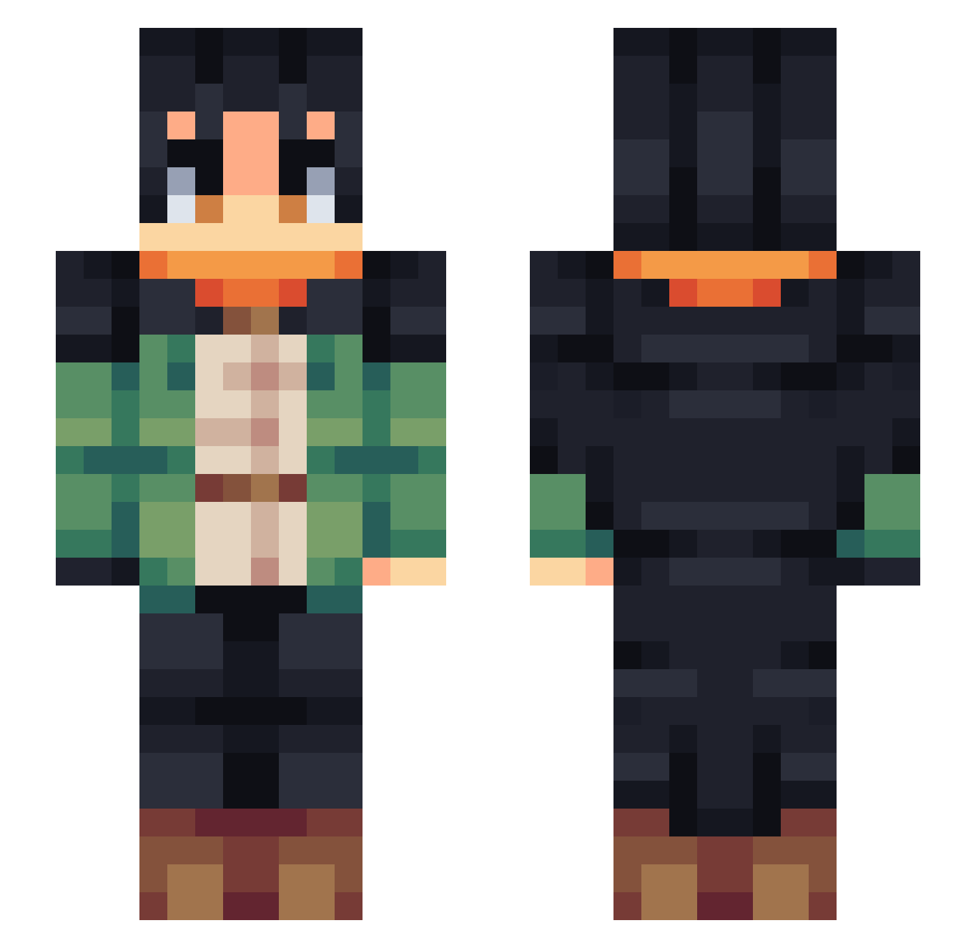 opishek Minecraft skin, front and back view