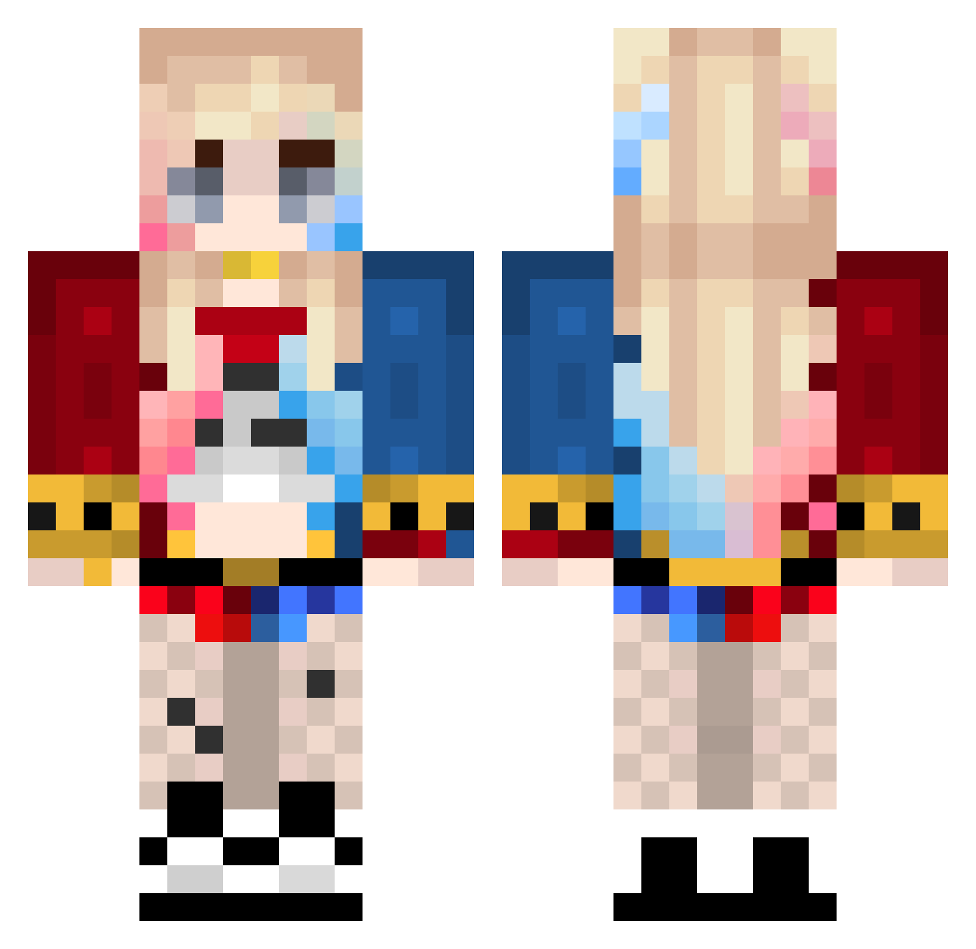 jyaie Minecraft skin, front and back view