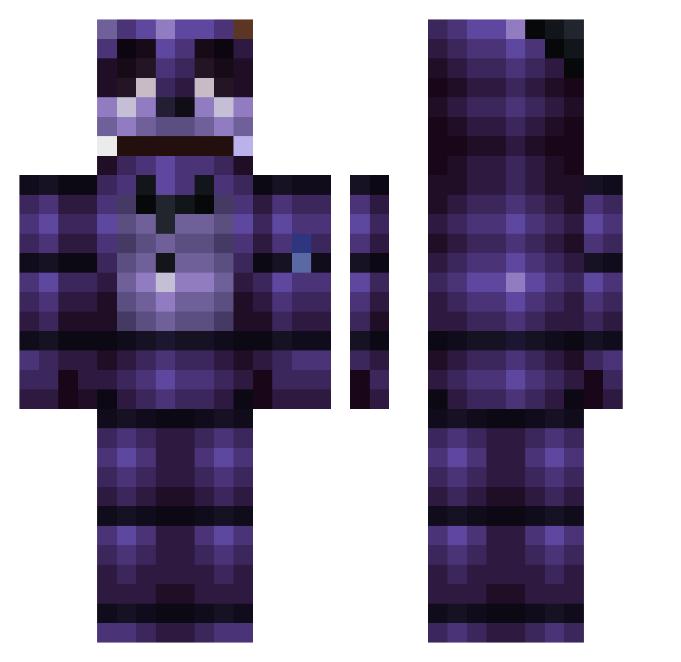 OB1B3r Minecraft skin, front and back view