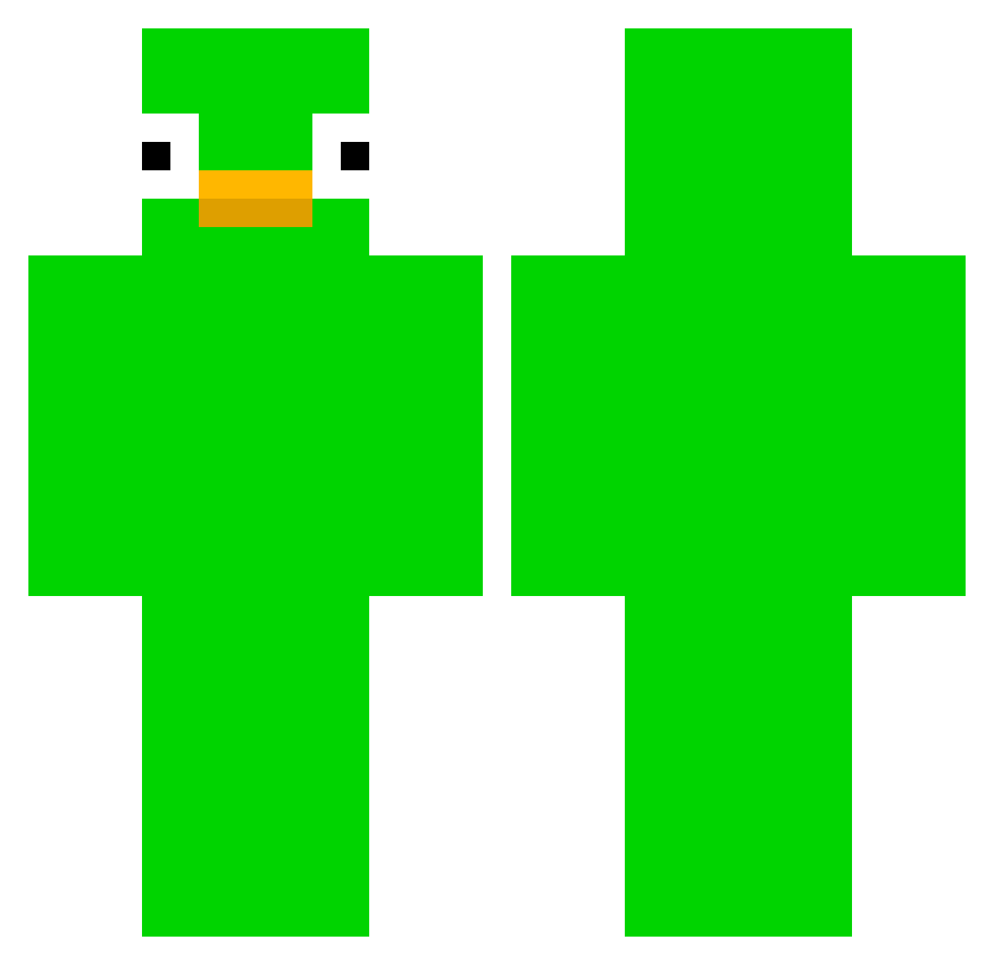 MMerow Minecraft skin, front and back view