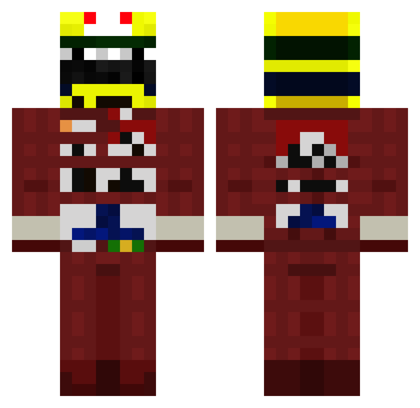 mikelikesdiamond Minecraft skin, front and back view