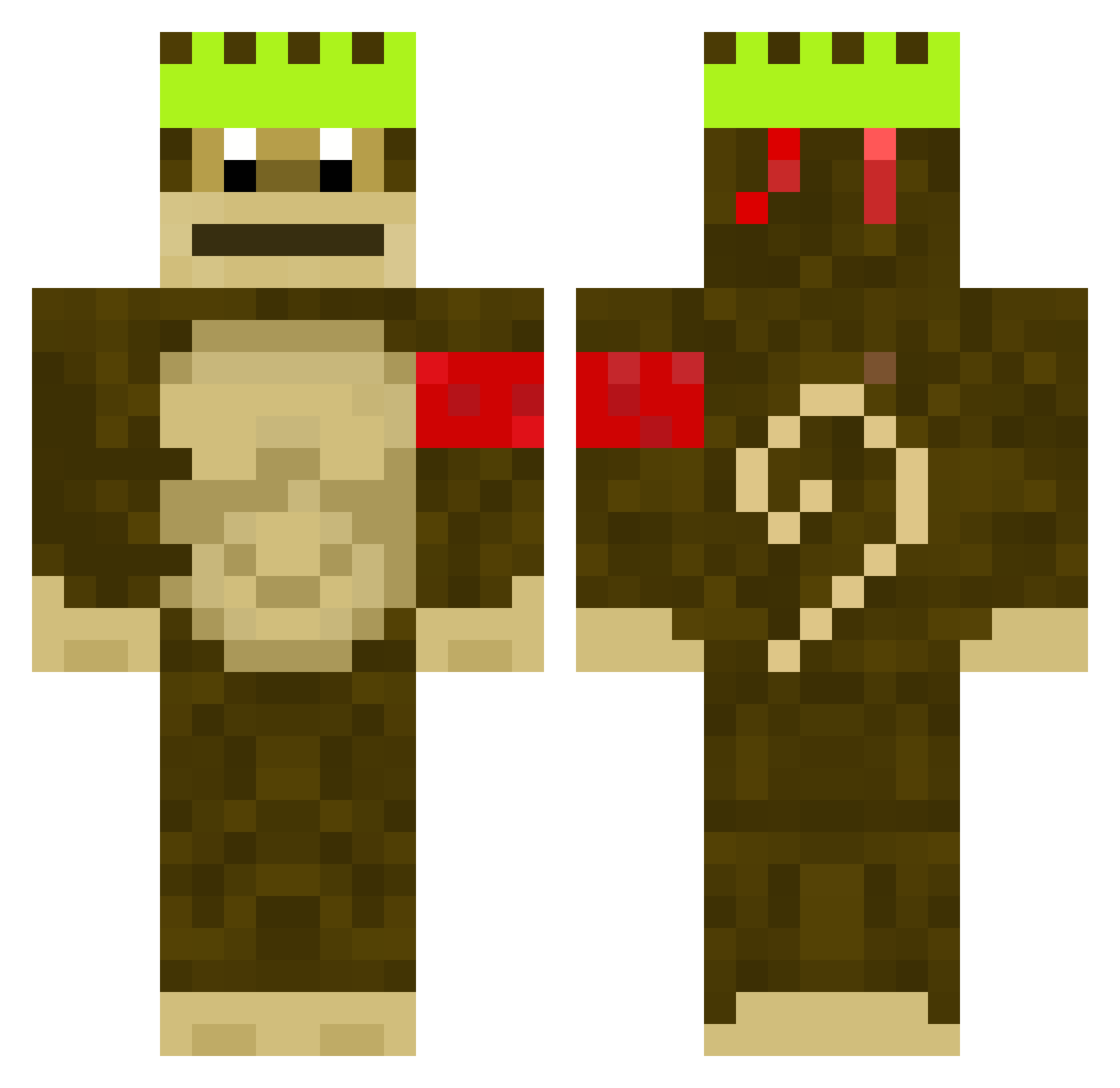 sGBanana Minecraft skin, front and back view
