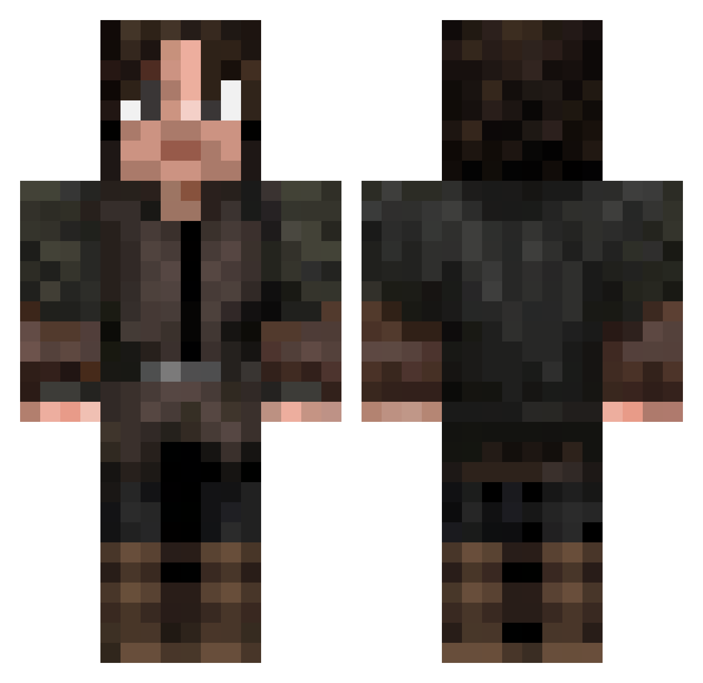 SP00KlEB00GlE Minecraft skin, front and back view