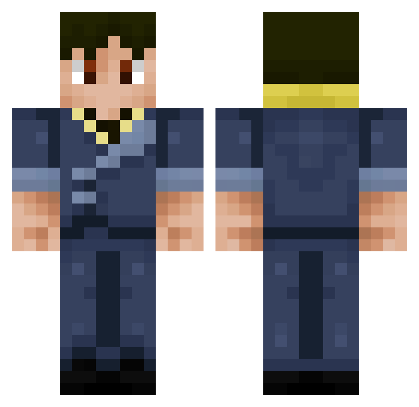podcross Minecraft skin, front and back view