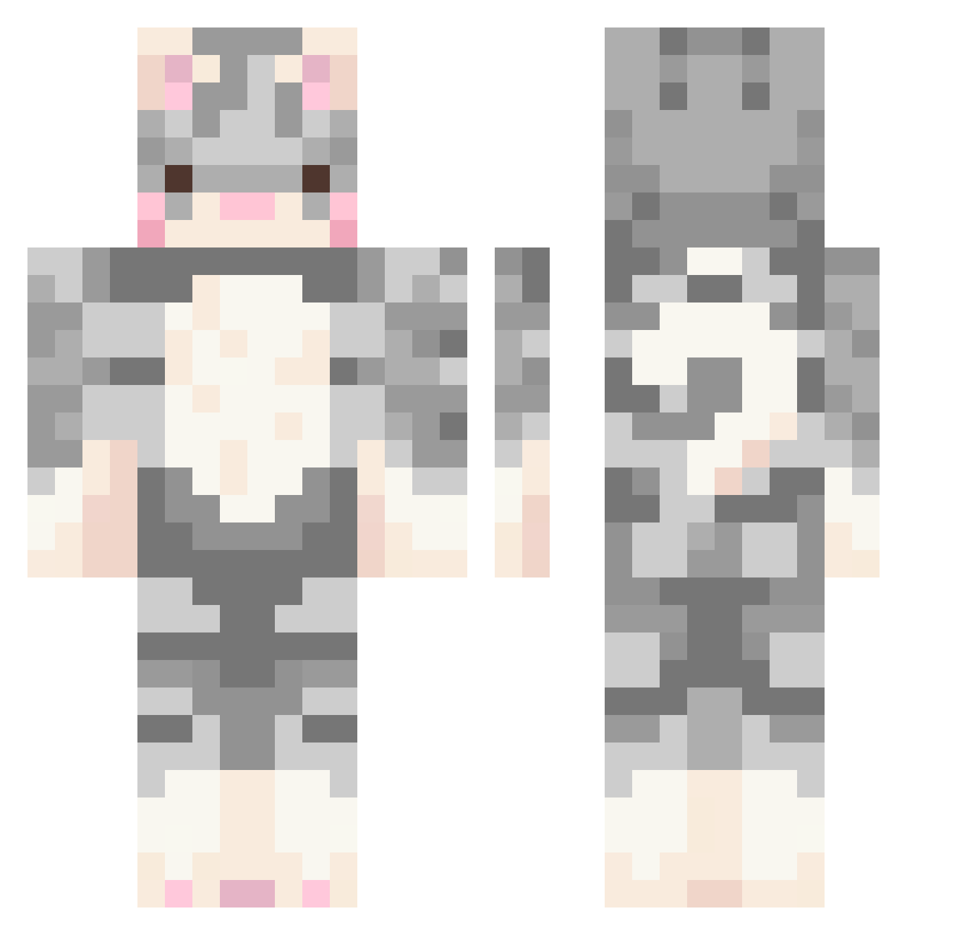 Pyrose13 Minecraft skin, front and back view