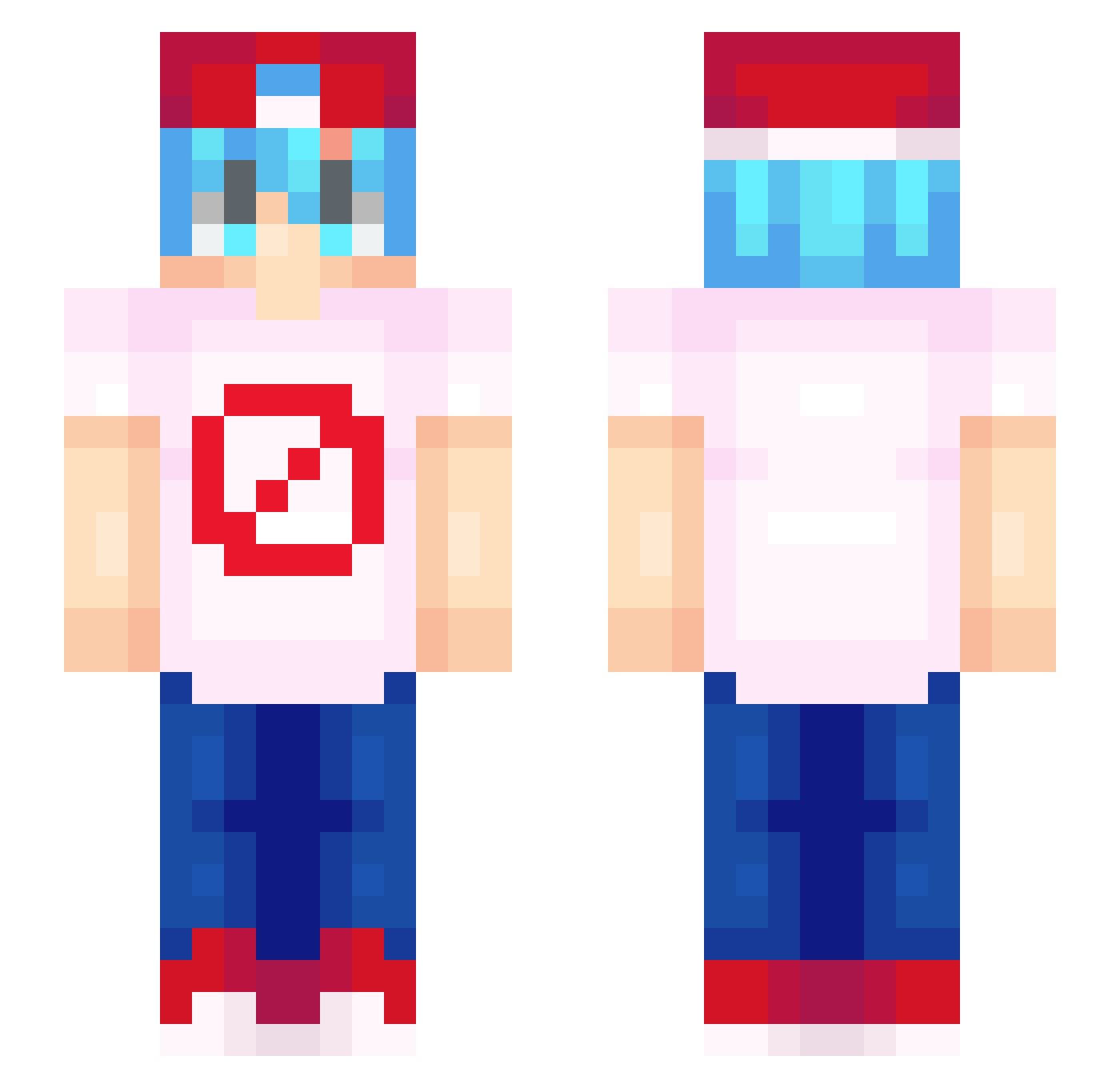 0Neon Minecraft skin, front and back view