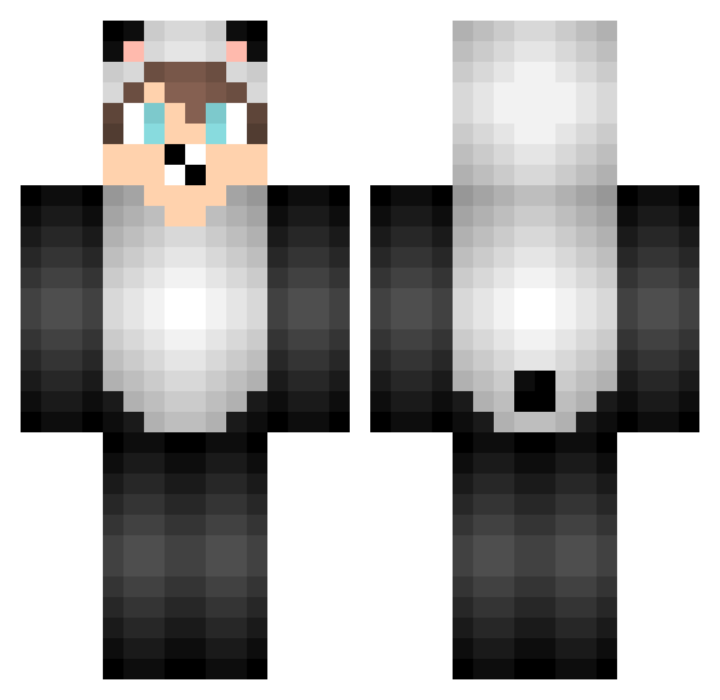 Zoend Minecraft skin, front and back view