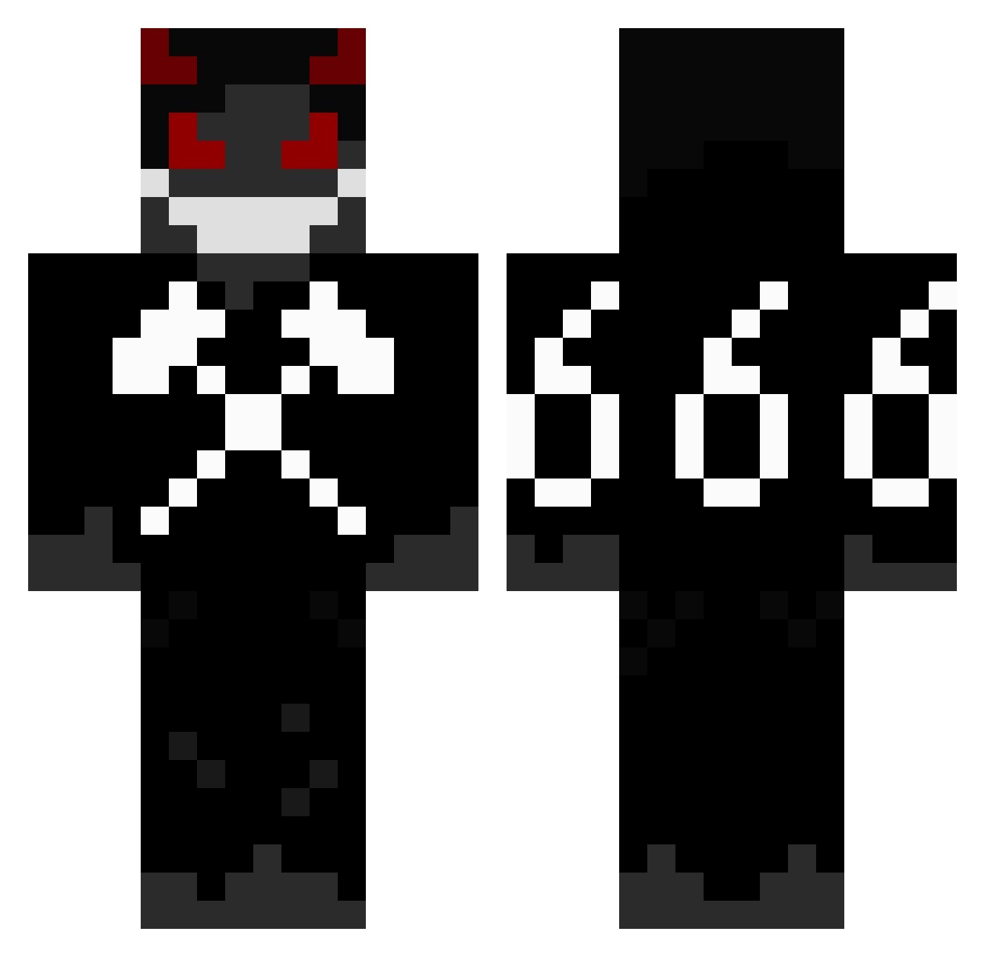 GhostPlaya Minecraft skin, front and back view
