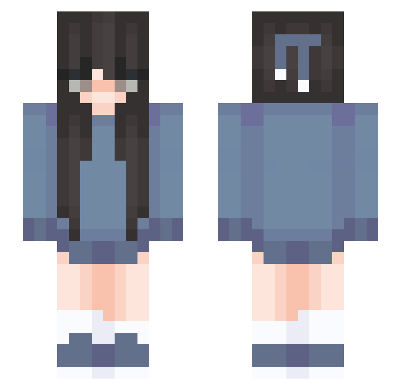 s0ftg0thgirl Minecraft skin, front and back view