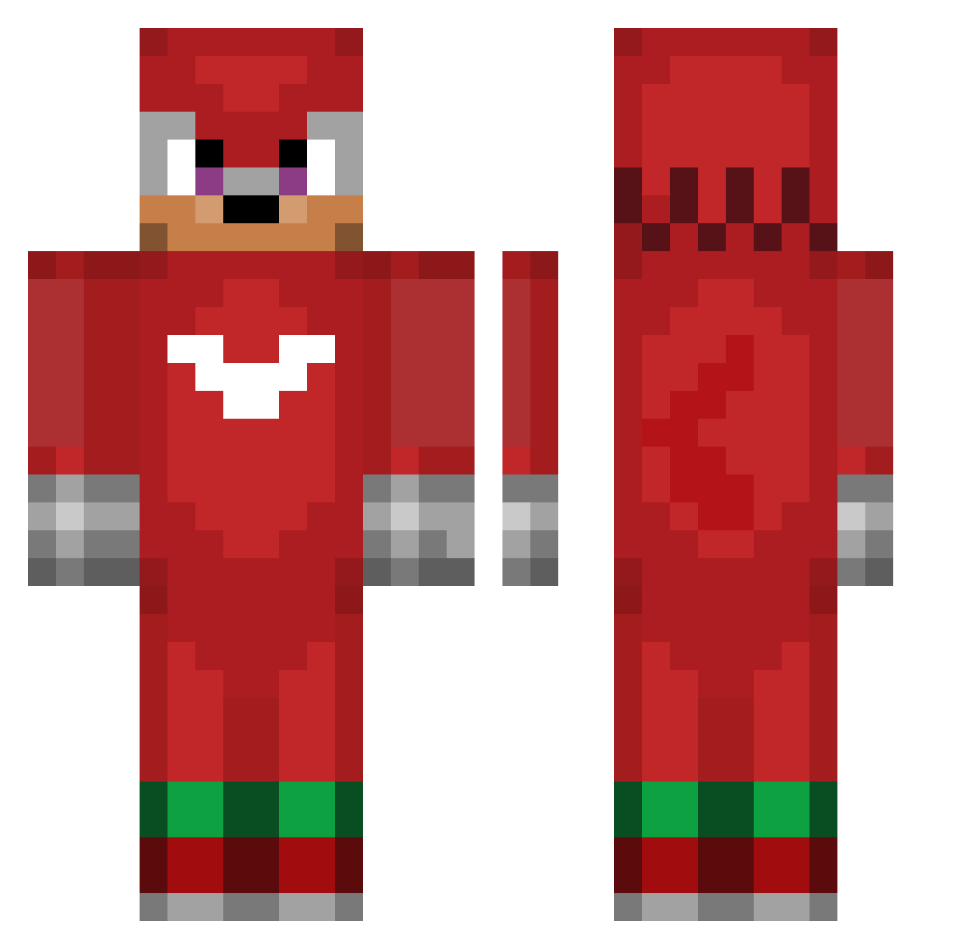 Pncns Minecraft skin, front and back view