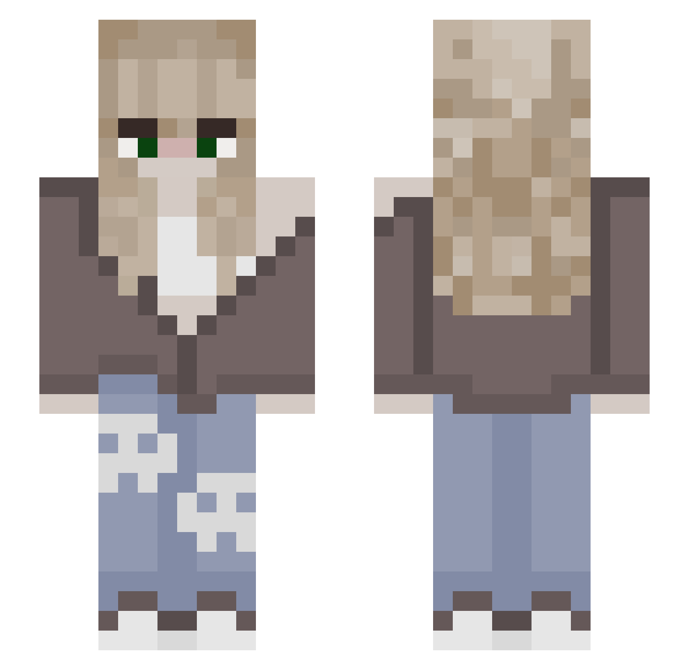 Iauryz Minecraft skin, front and back view