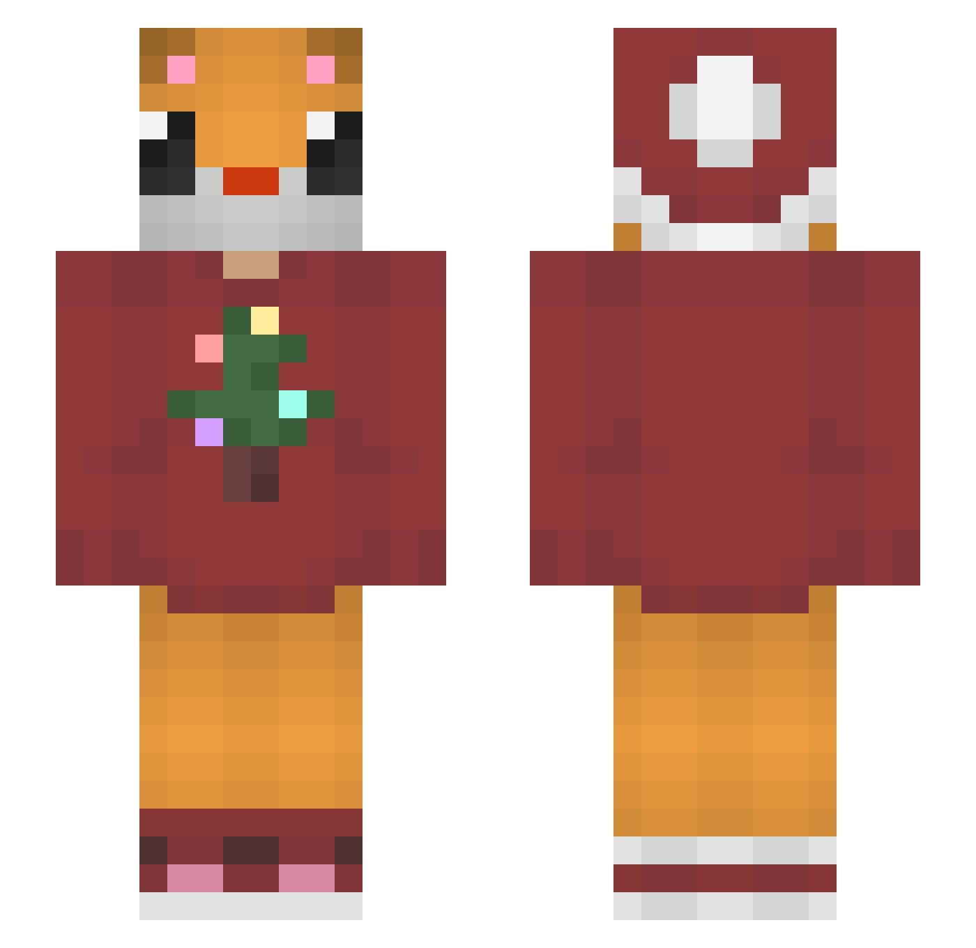 Xinneax Minecraft skin, front and back view