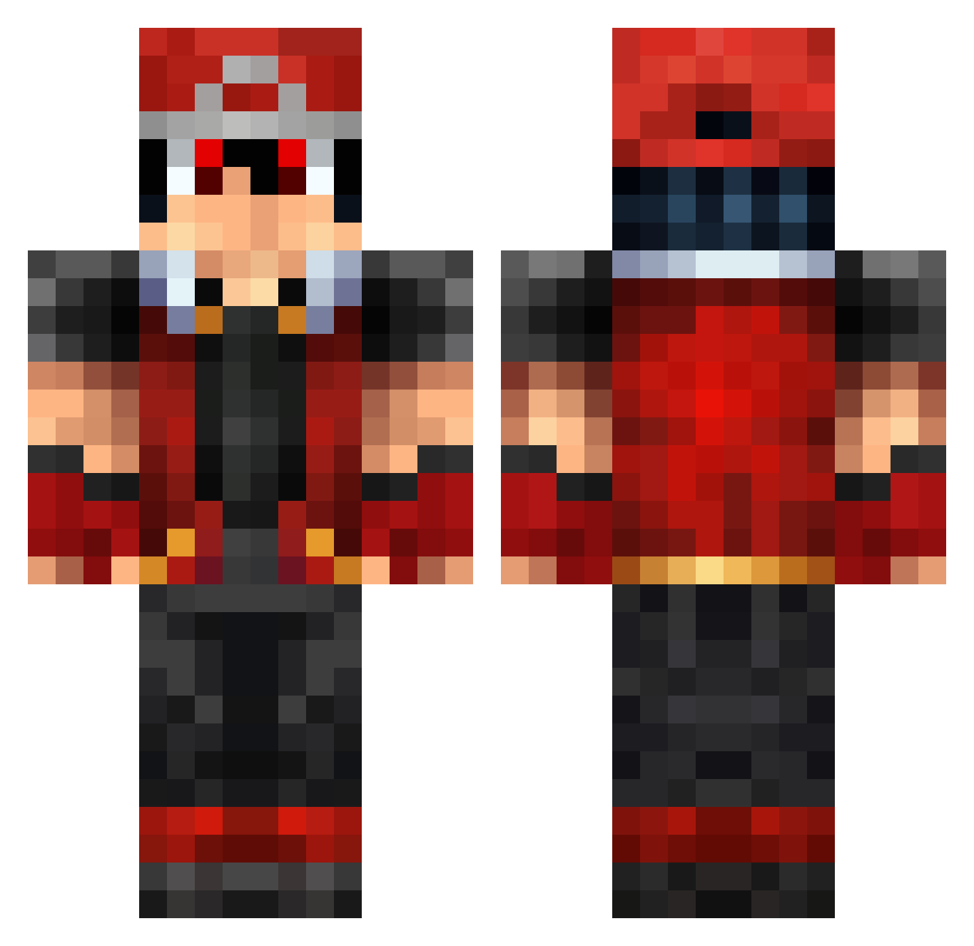 PlusUltraBenjy Minecraft skin, front and back view