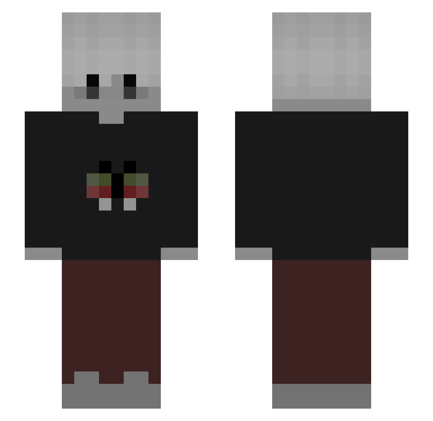 excursed Minecraft skin, front and back view