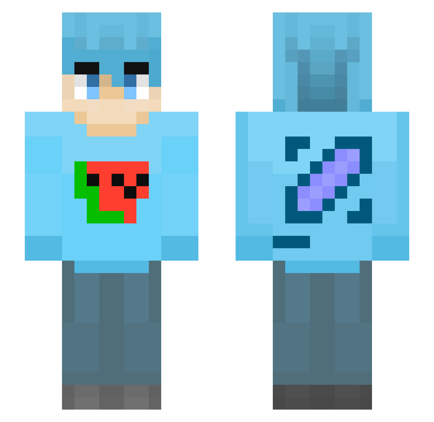 w_ln Minecraft skin, front and back view