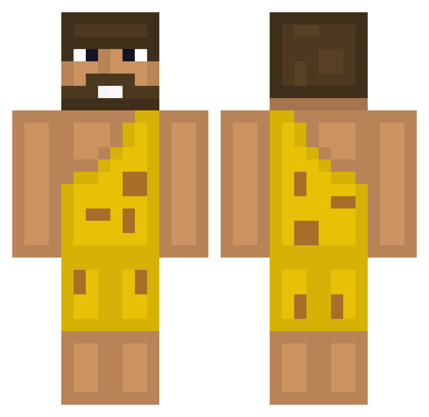 MrBeber Minecraft skin, front and back view