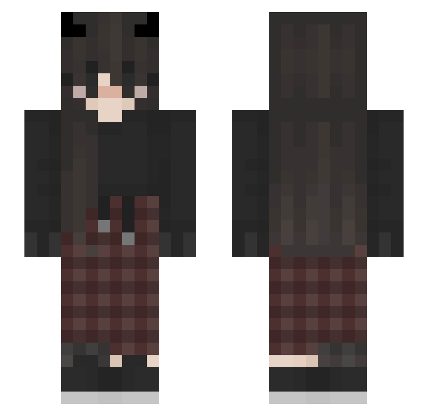 alphabetisation Minecraft skin, front and back view