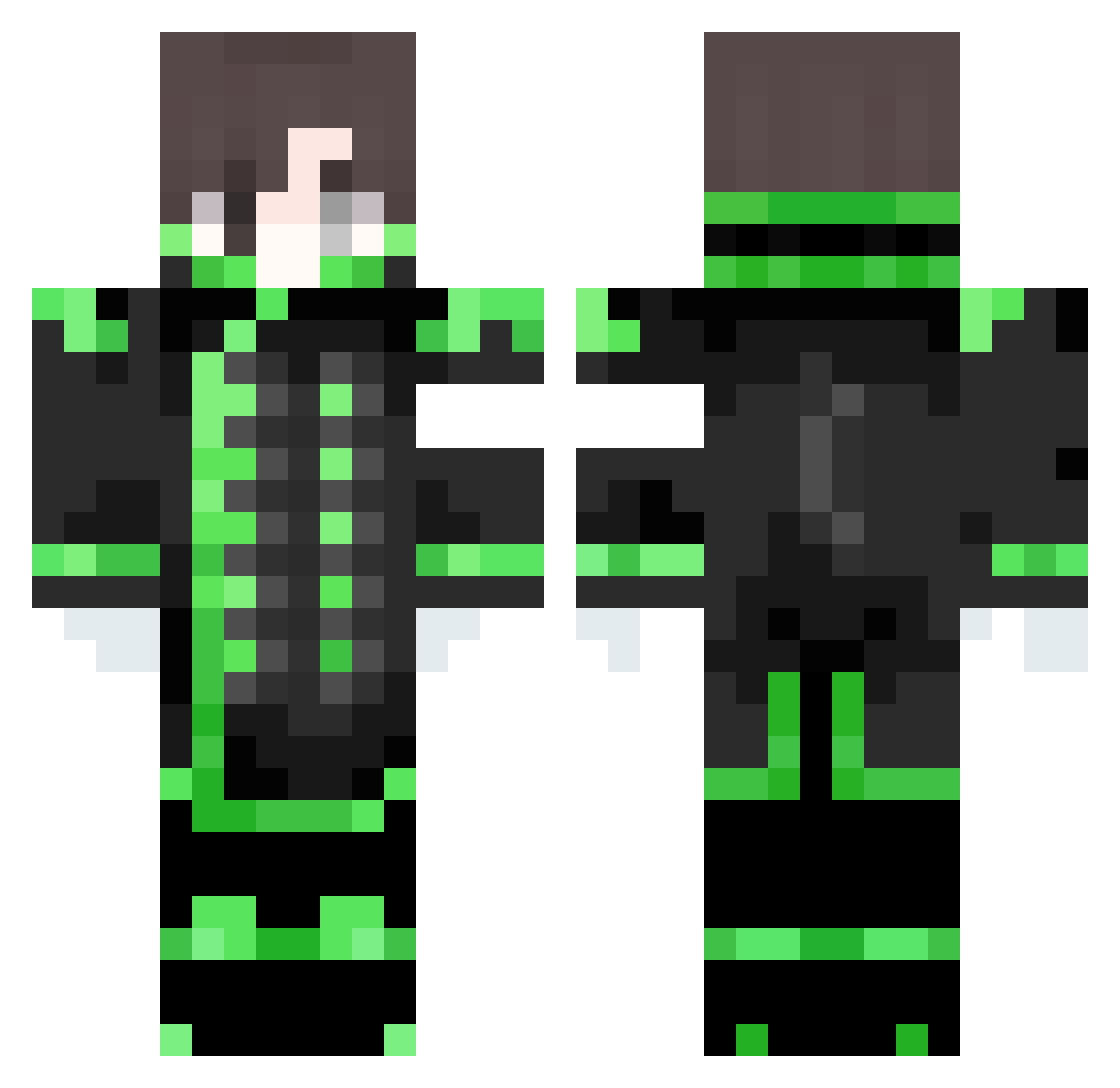 Green7x Minecraft skin, front and back view