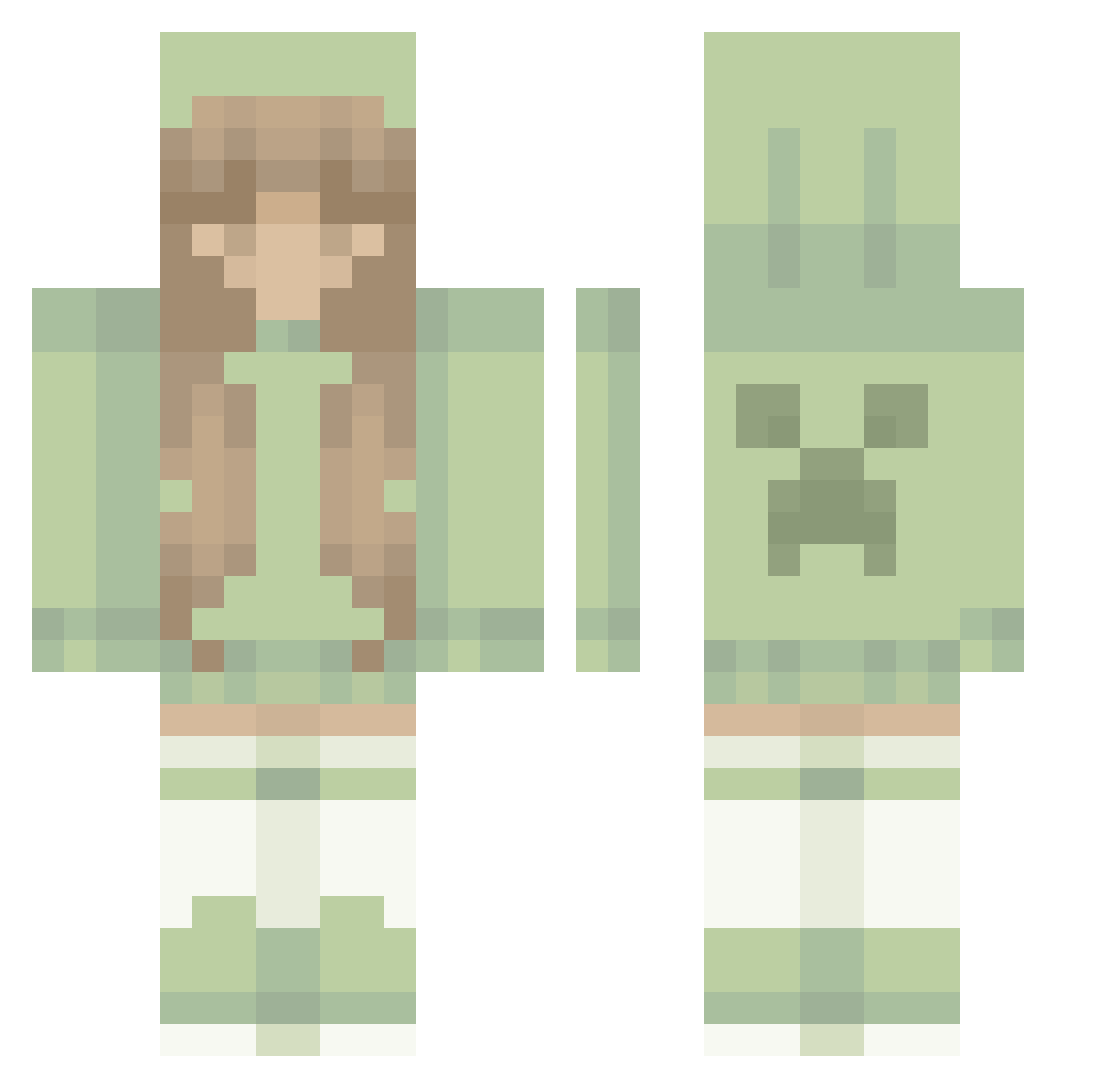 Misiaczek2020 Minecraft skin, front and back view