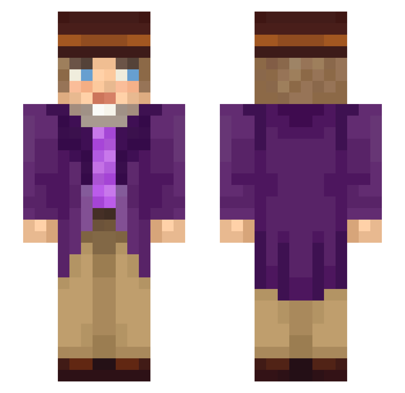 Molomori Minecraft skin, front and back view