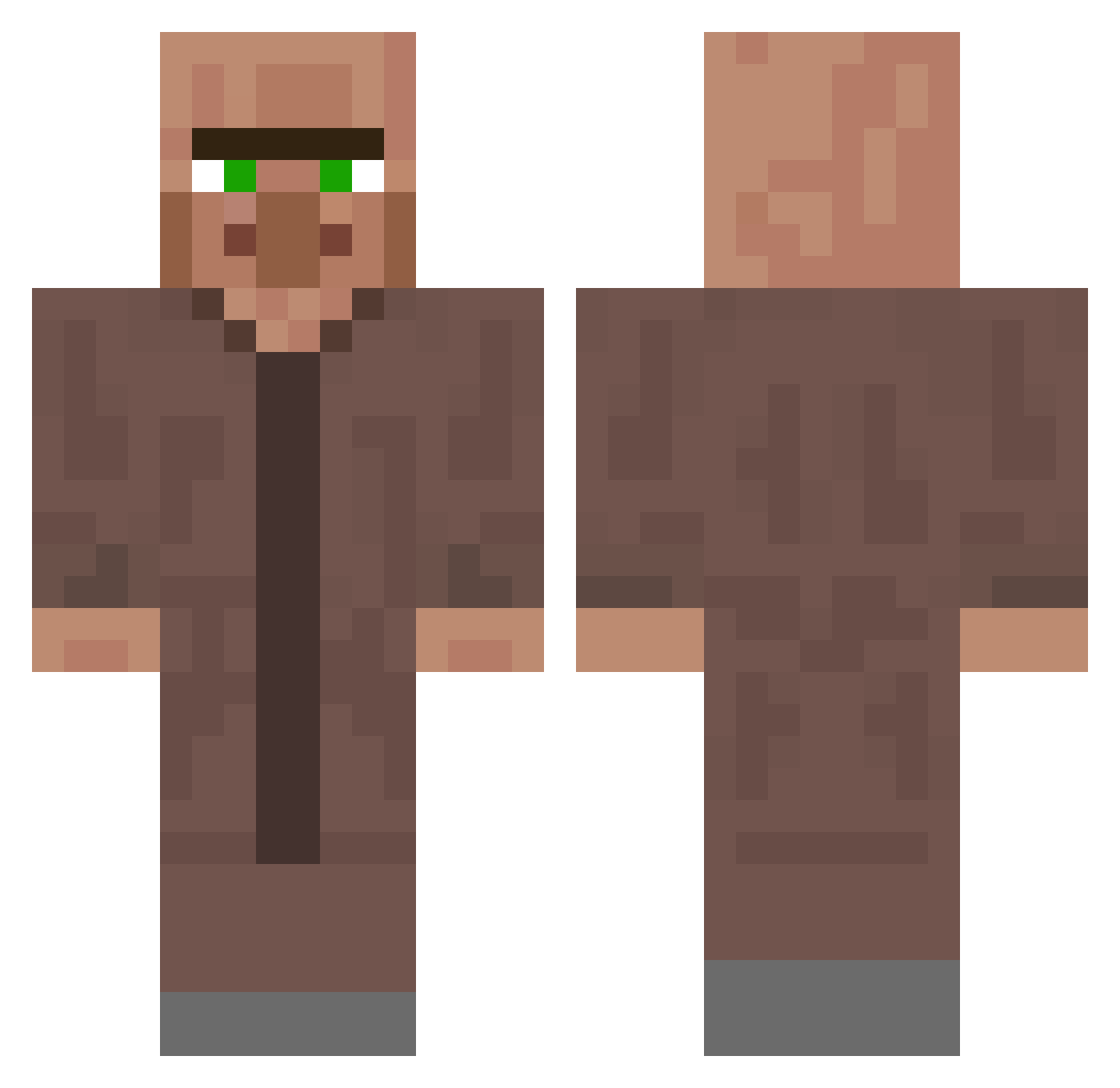 Walnutprawn2369 Minecraft skin, front and back view