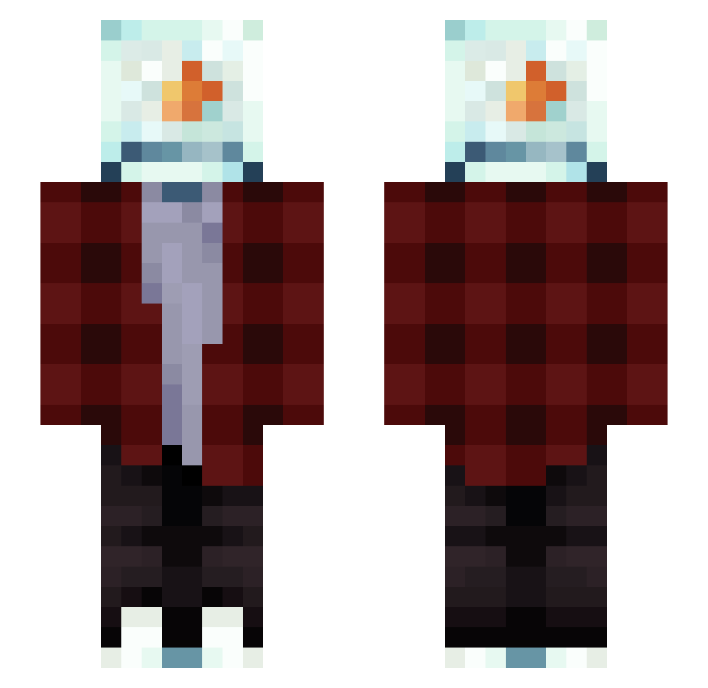 LevitatingFish Minecraft skin, front and back view