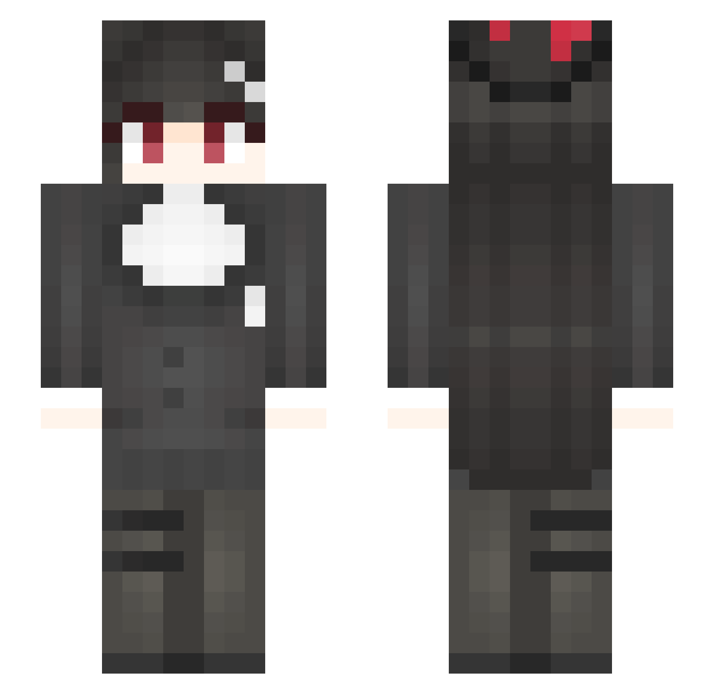 InbFourtyFour Minecraft skin, front and back view