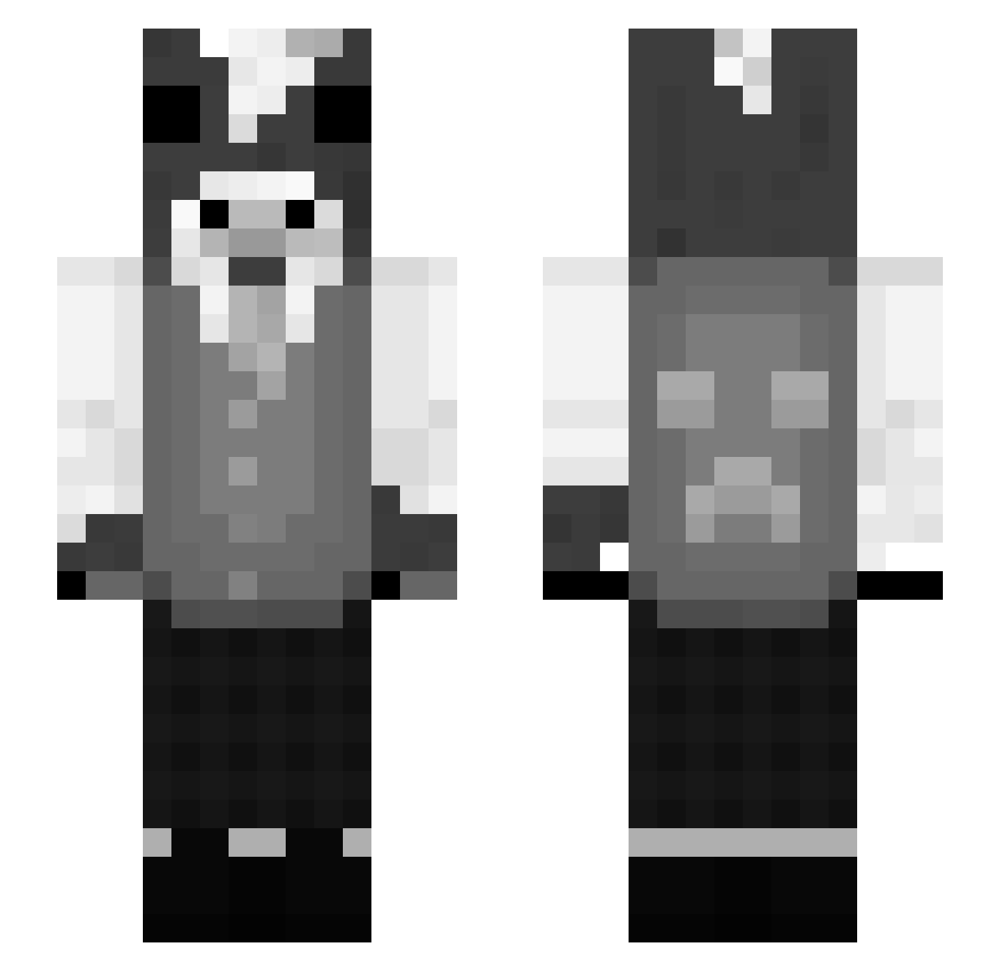 OldFFA Minecraft skin, front and back view