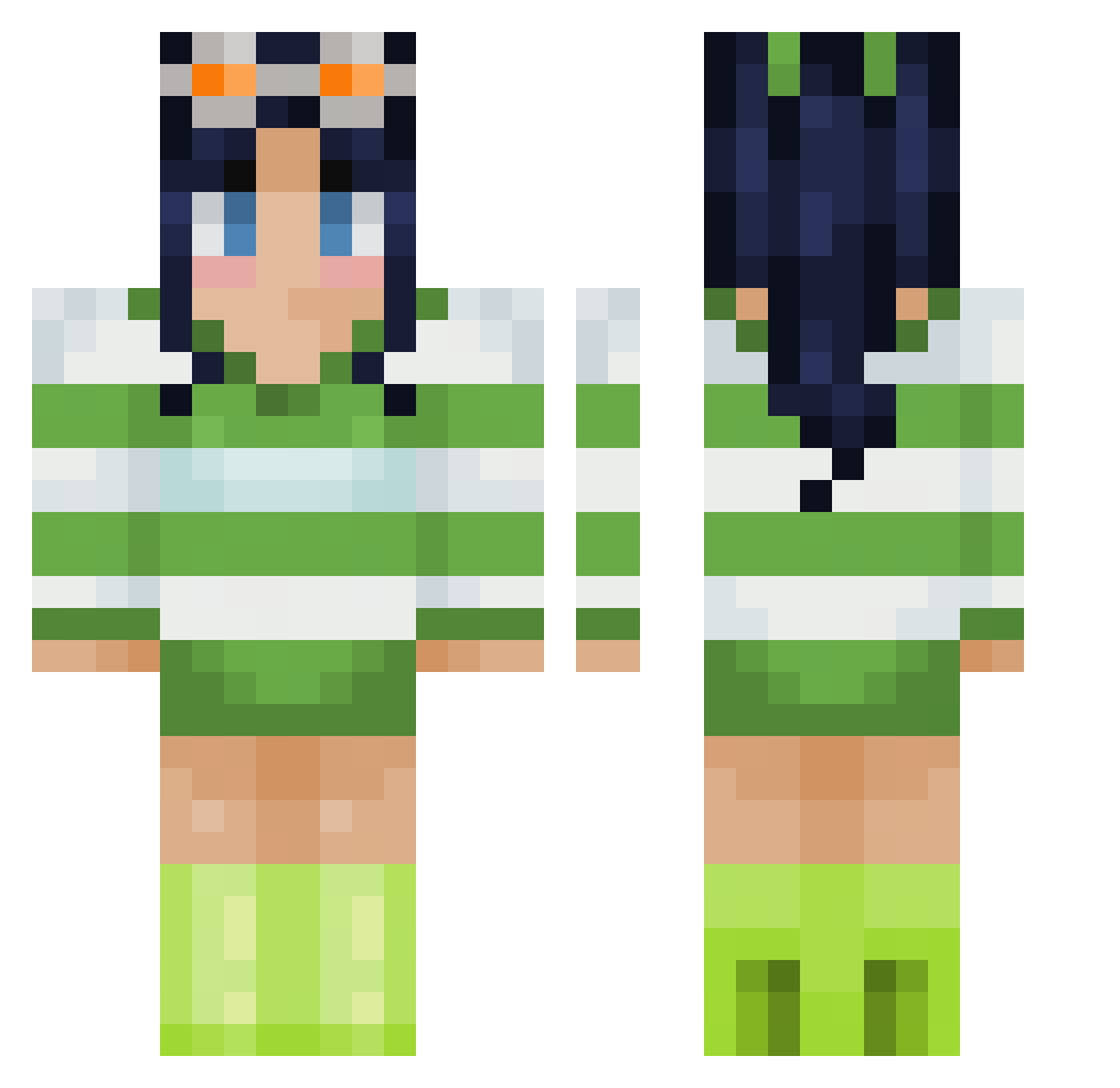Ritzuneh Minecraft skin, front and back view