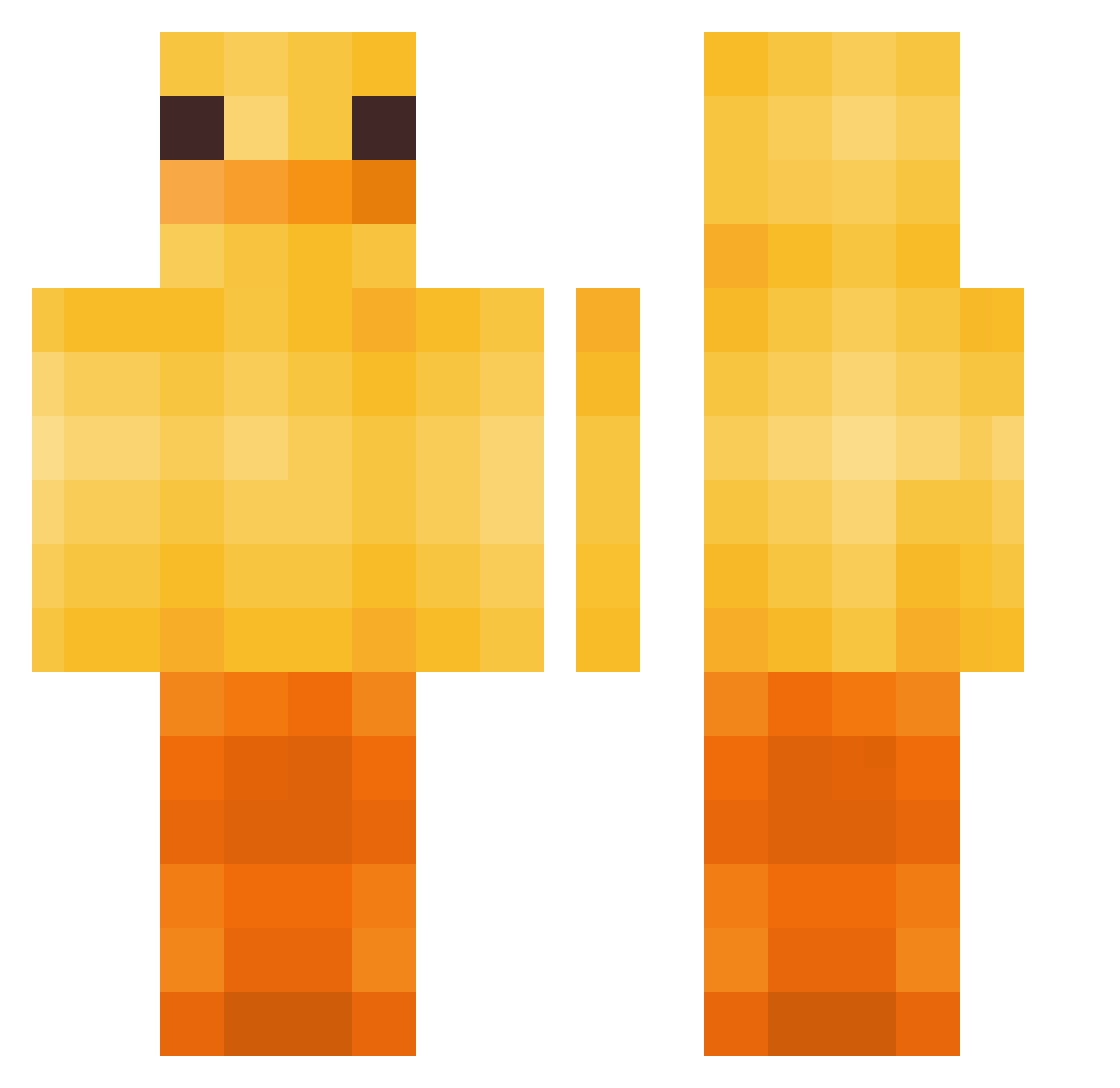 rationalising Minecraft skin, front and back view