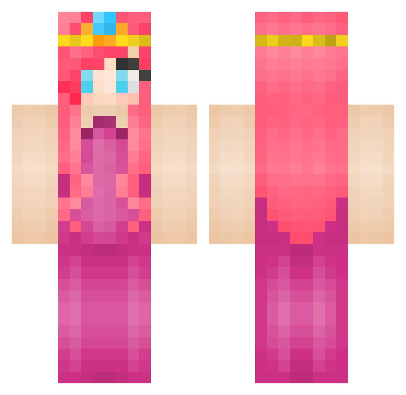 Princess_Molly Minecraft skin, front and back view