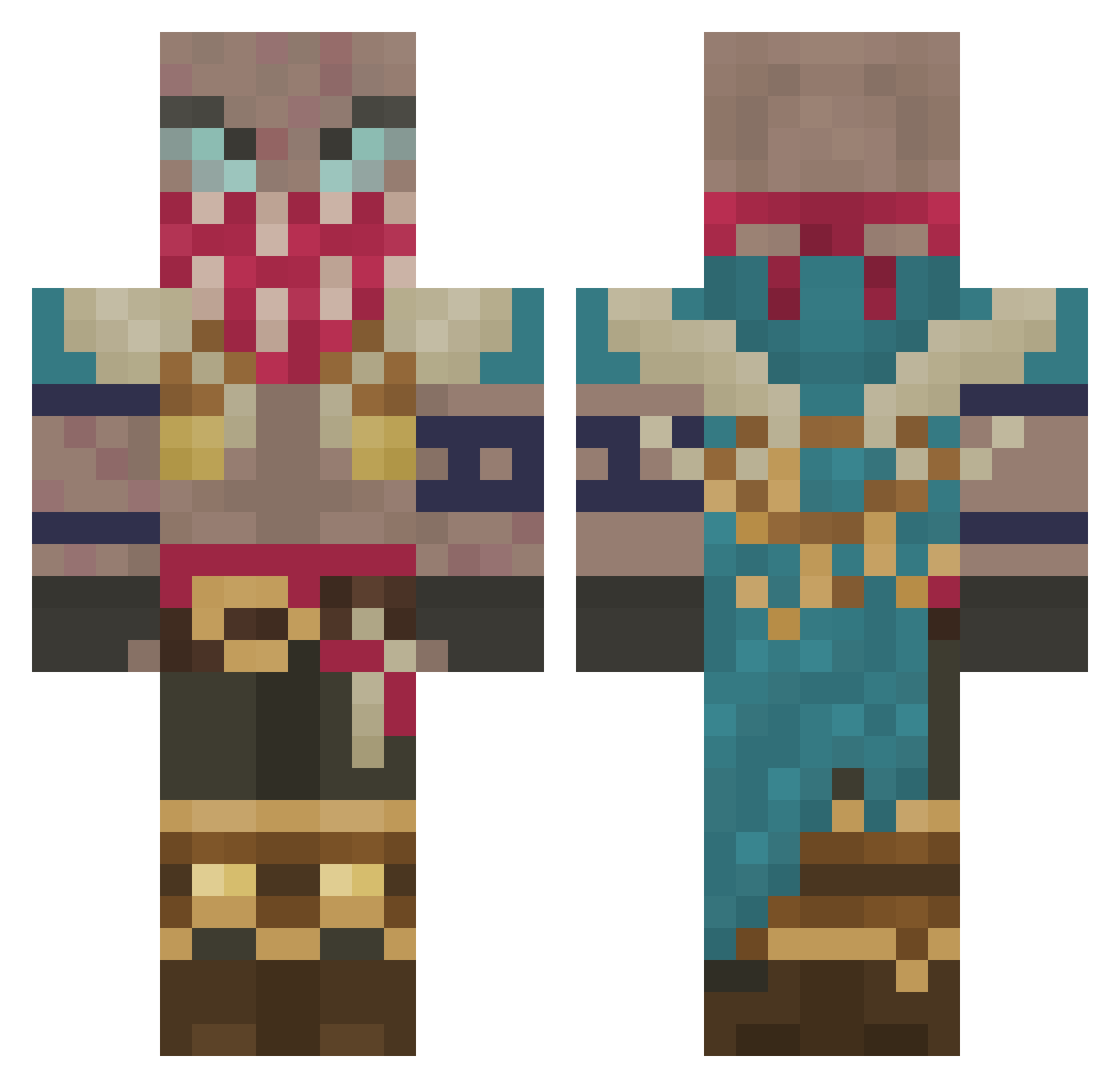 artodeti Minecraft skin, front and back view