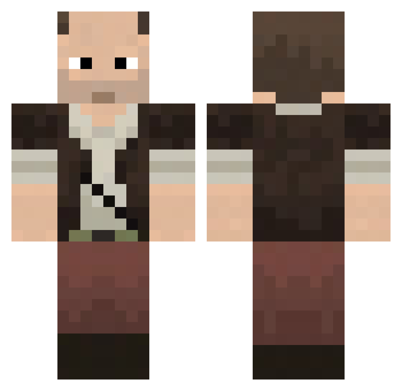 Luck007V2 Minecraft skin, front and back view