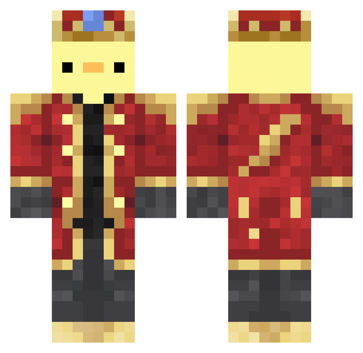 Slithen_Simon Minecraft skin, front and back view