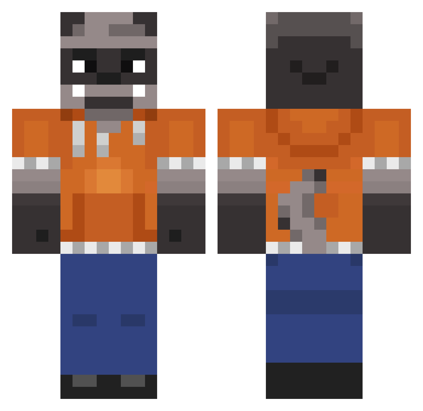 RannyDragon Minecraft skin, front and back view