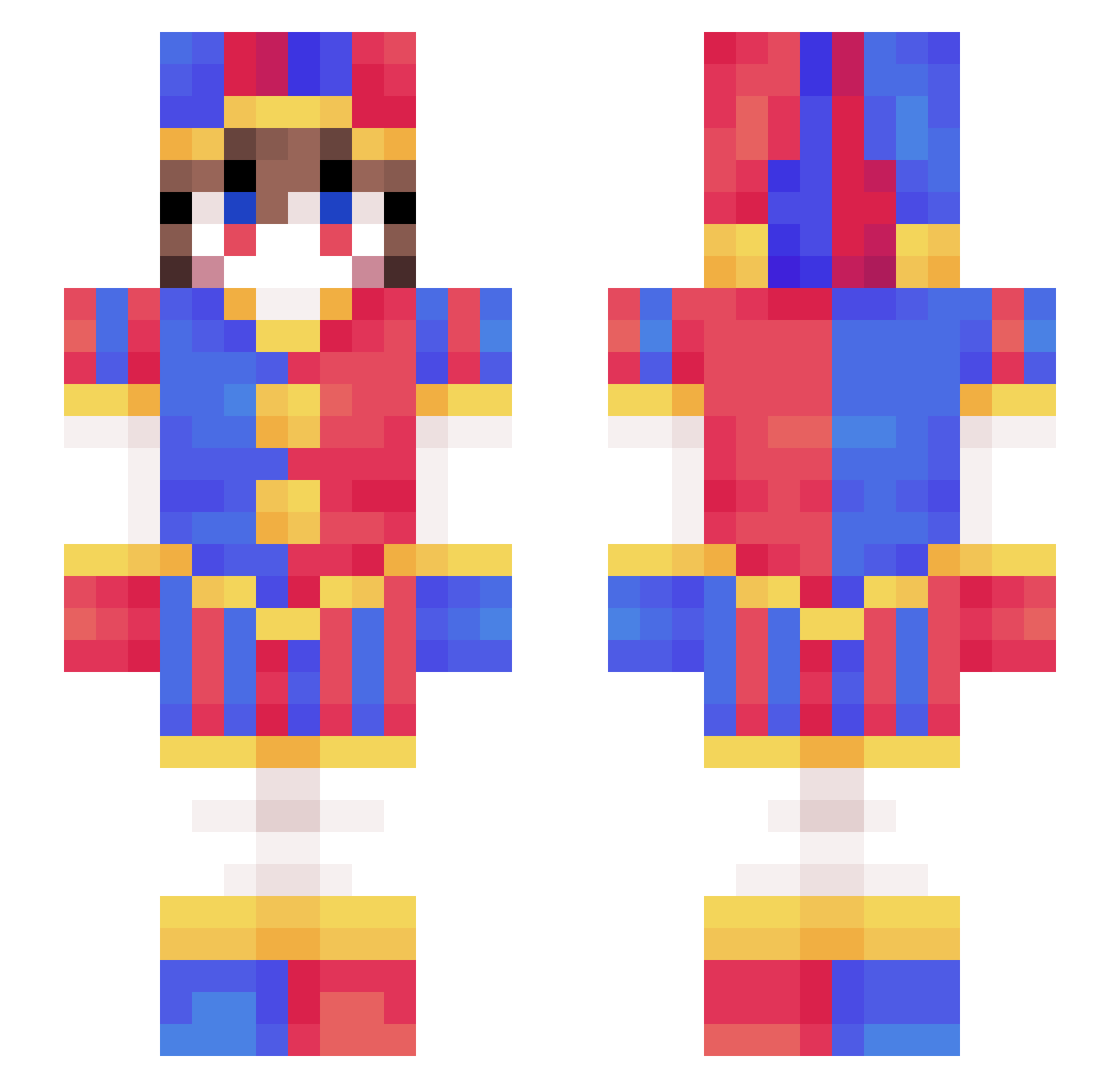 GerixYT Minecraft skin, front and back view