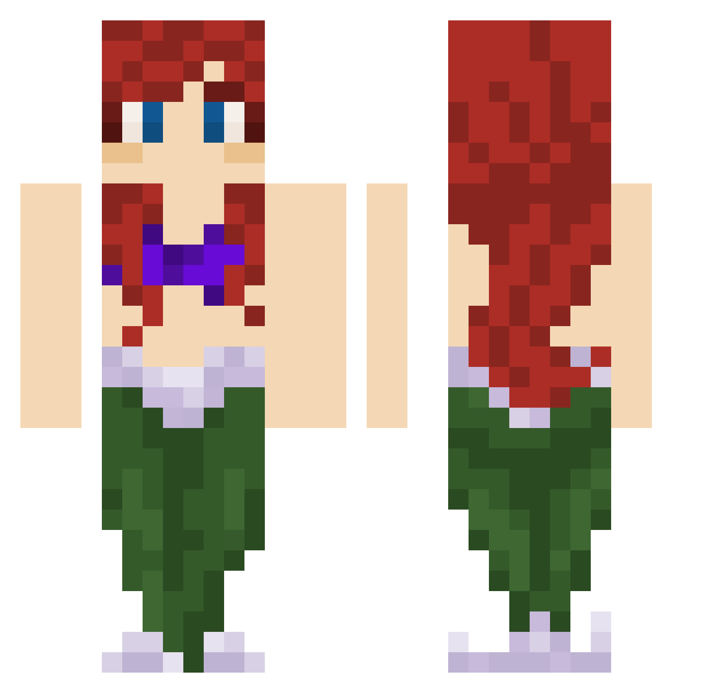 zoetommy Minecraft skin, front and back view