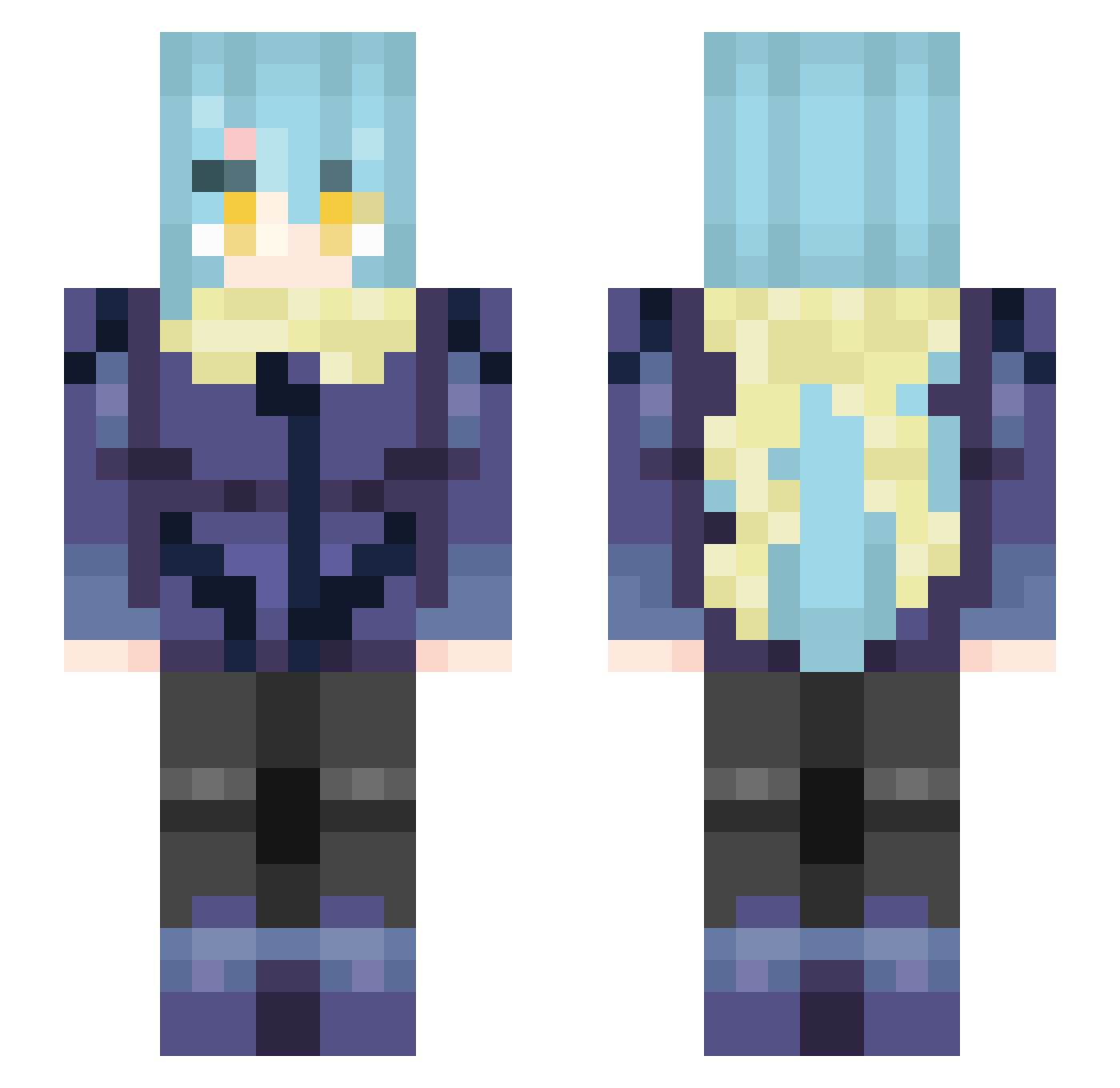 Hirasekira1 Minecraft skin, front and back view