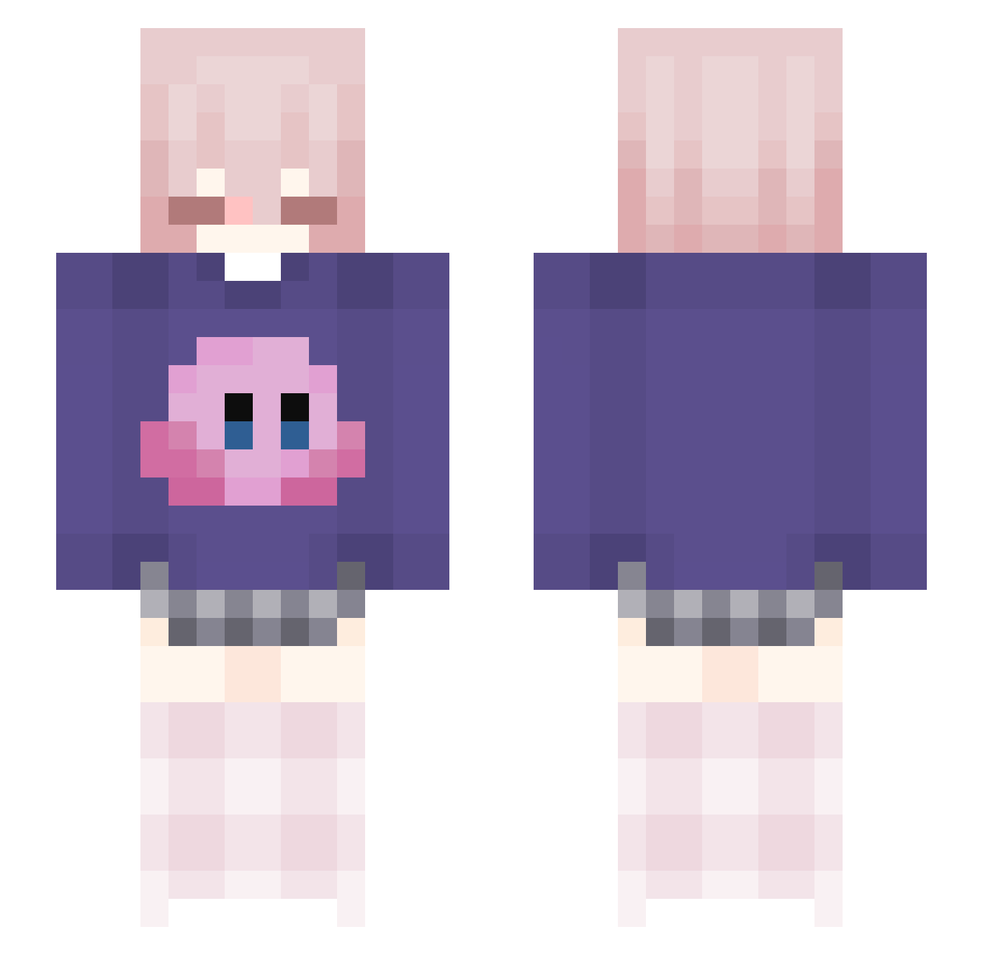 Fincharoo Minecraft skin, front and back view