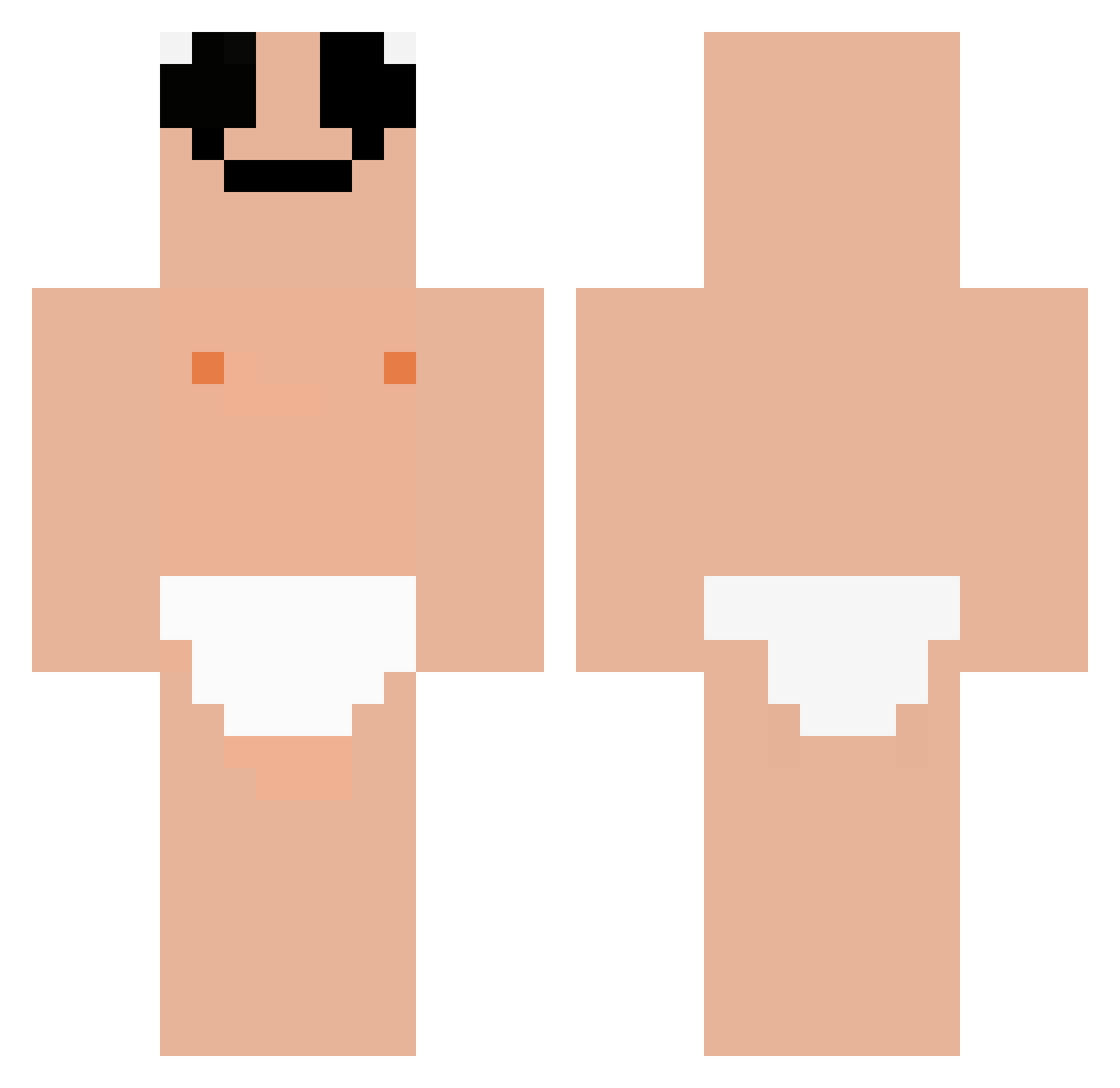 Woenter Minecraft skin, front and back view