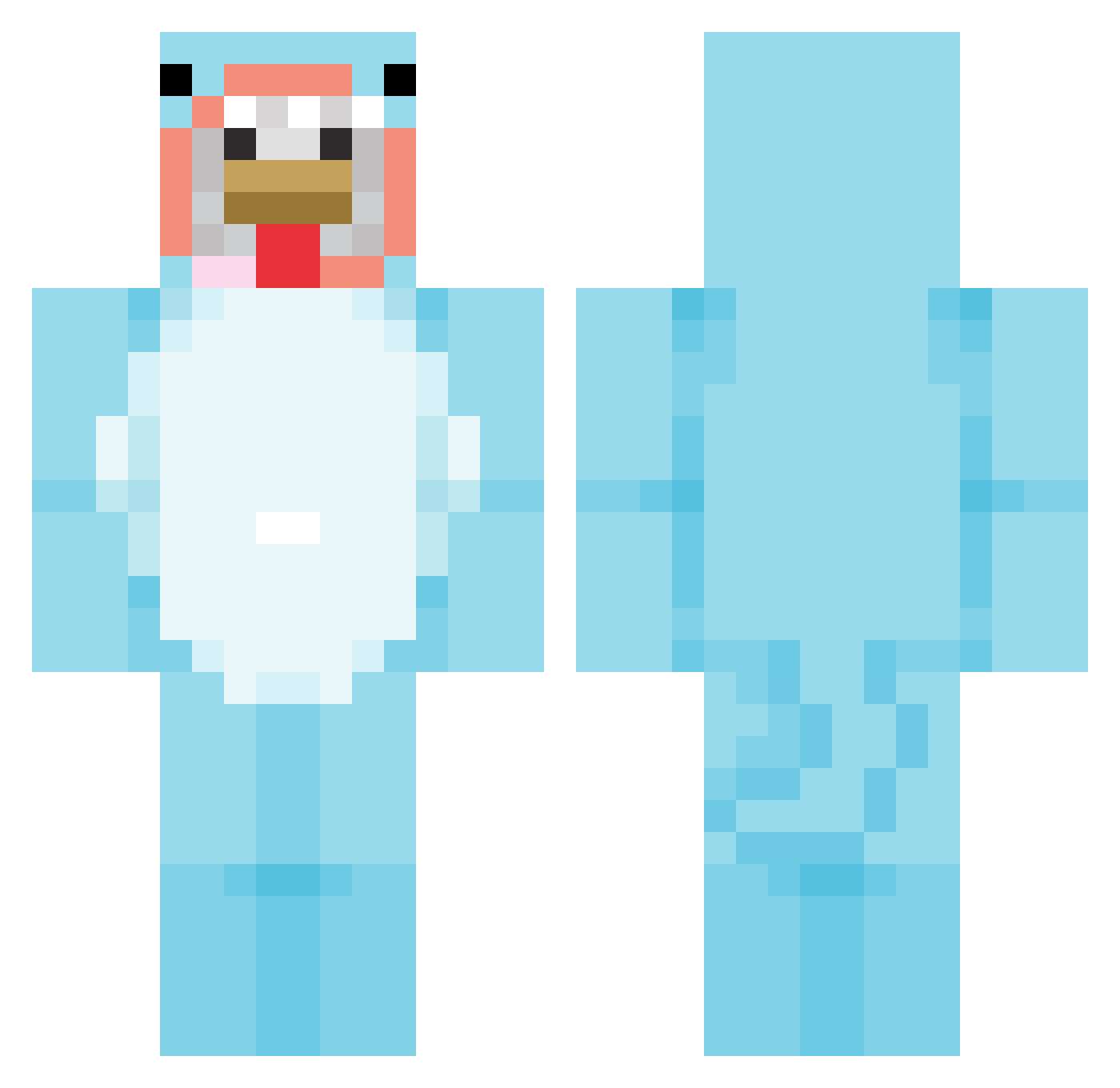 ImADIGG Minecraft skin, front and back view