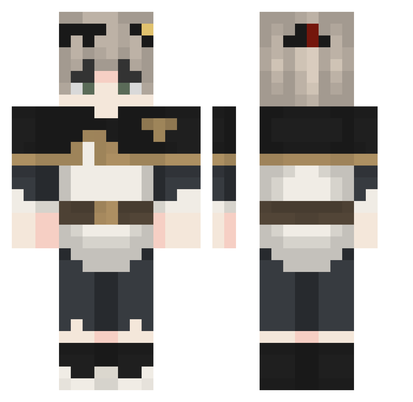 AsianAirline Minecraft skin, front and back view