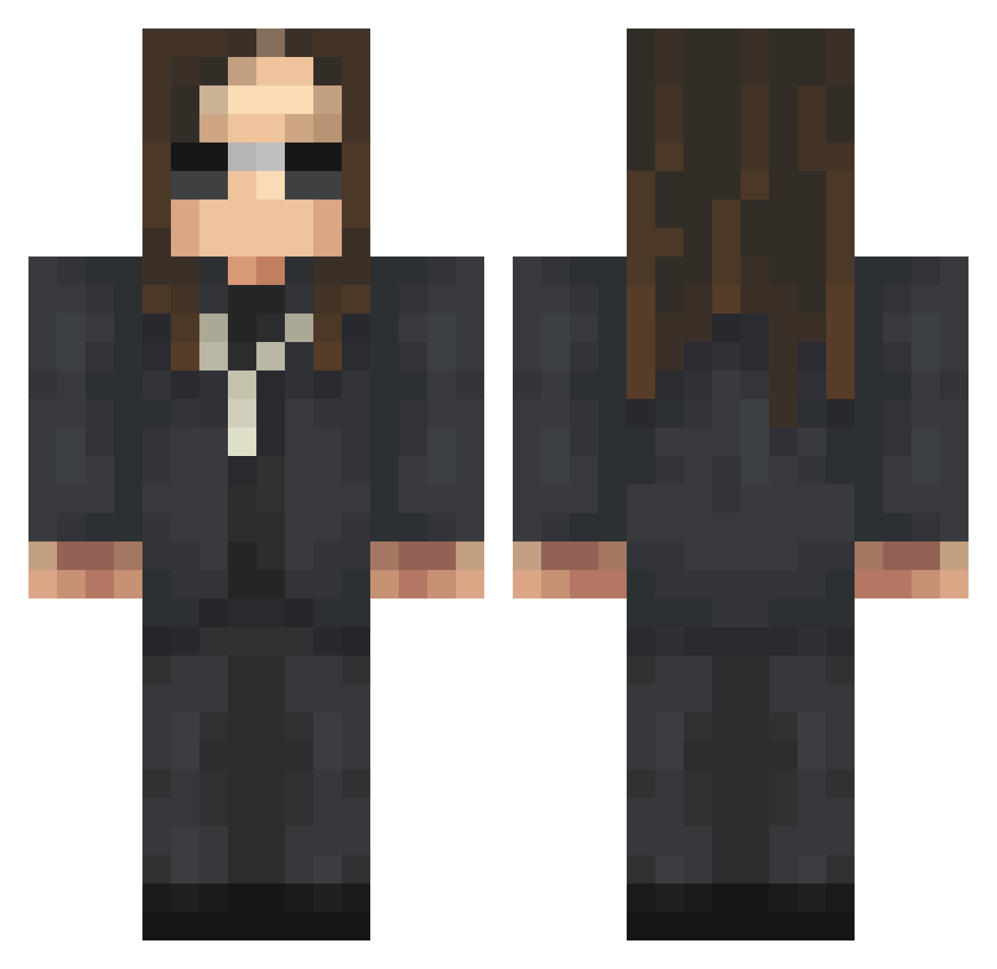 LazyGFN Minecraft skin, front and back view