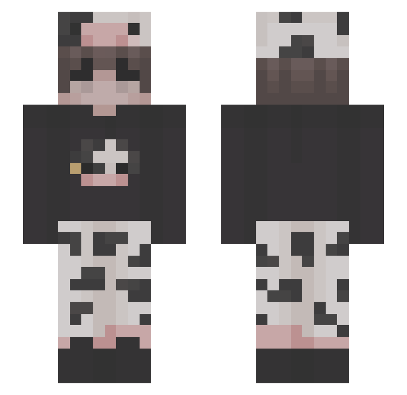 rion2704 Minecraft skin, front and back view